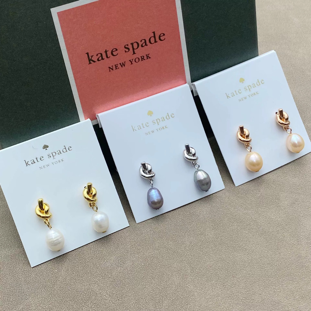kate spade Knot Gold Plated Copper Freshwater Pearl Drop Earrings
